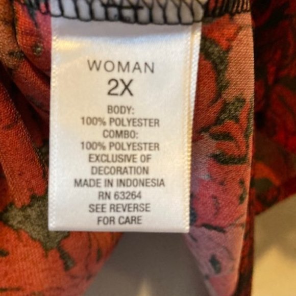 Roz&Ali Red and Black Blouse Size 2X - Picture 5 of 9